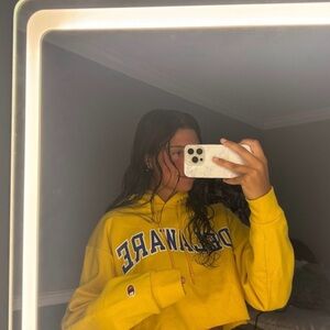 Champion Women's Yellow Delaware Crop Hoodie